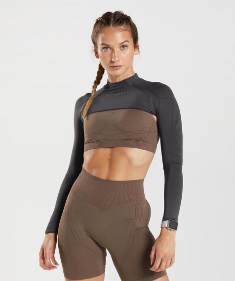 Women's Gymshark Apex Seamless Shrug Sweatshirts Black | NZ 8DIXVT